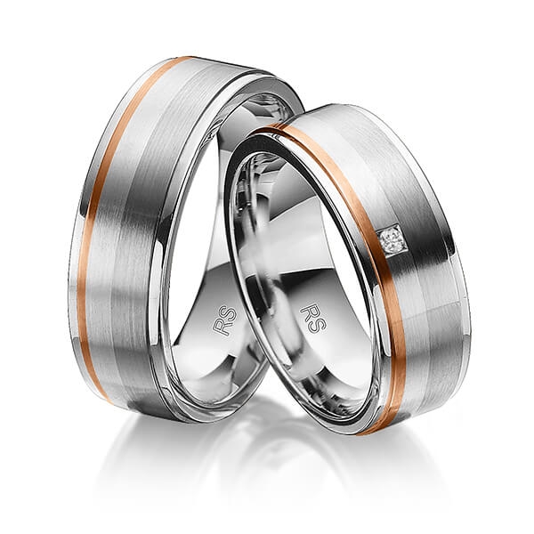 trouwringen-tr0491-zilver-9-krt-rood-edelmetaal TR0491 model grijs met wit en rood mat glans 7 mm