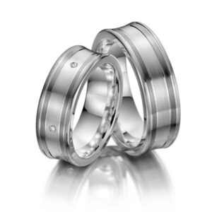 palladium trouwringen in combinatie met zilver foto