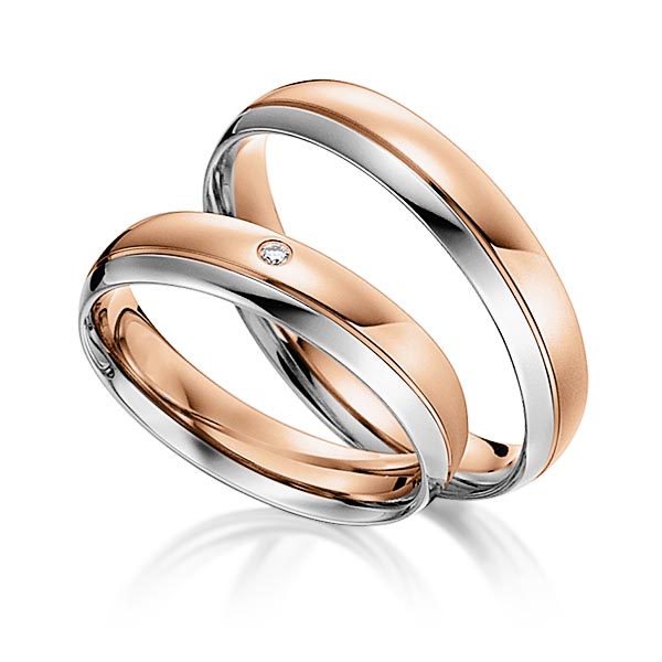 trouwringen-tr0553-roodgoud-witgoud TR0553 model in rood wit glanzend 4 mm