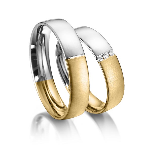 trouwringen-tr0569-witgoud-geelgoud TR0569 model in wit en geel mat 5 mm