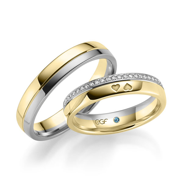 trouwringen-tr0621-geelgoud-grijs-goud TR0621 model in geel en wit glans 4,5 mm
