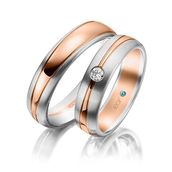 trouwringen-tr0704-witgoud-rood-goud TR0704 model rood wit in glans mat 5,5 mm