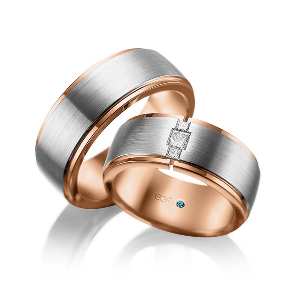 trouwringen-tr0710-grijs-goud-rood-goud TR0710 model in wit met rood mat glans 8,5 mm