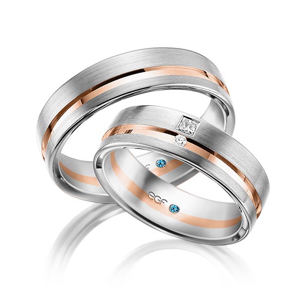 trouwringen-tr0731-witgoud-rood-goud TR0731 model in wit met rood mat glans 6 mm
