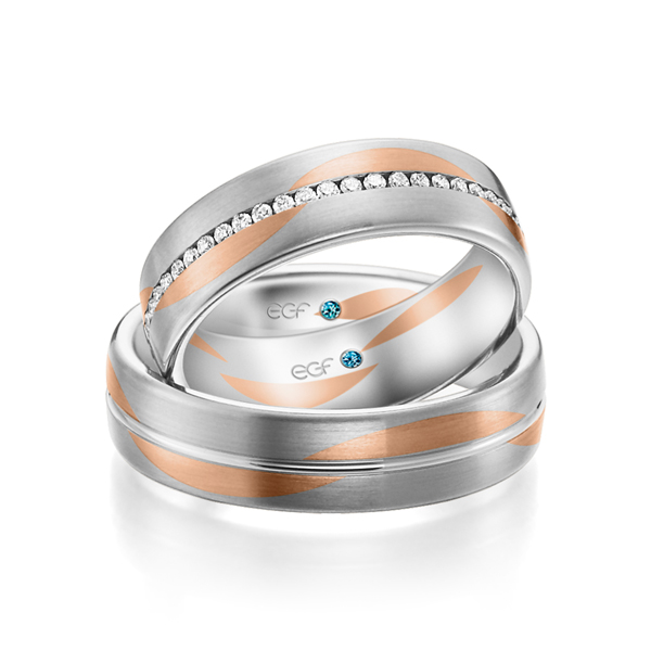 trouwringen-tr0763-witgoud-rood-goud TR0763 model in wit met rood mat 6 mm