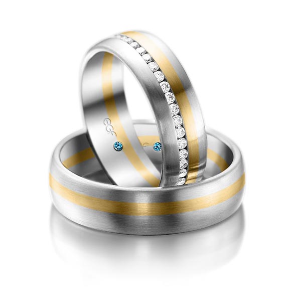 trouwringen-tr0818-witgoud-geelgoud TR0818 model in wit met geel mat 6 mm
