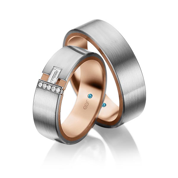 trouwringen-tr0827-grijs-goud-rood-goud TR0827 model in wit met rood mat glans 6,5 mm