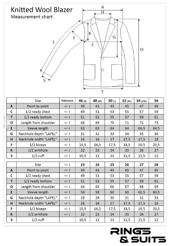 measurement chart-wollen-blazer-heren-zwart-maten