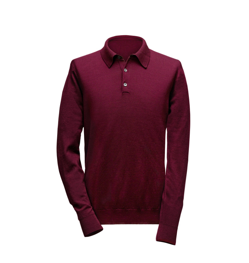 polo-lange-mouwen-heren-bordeaux MDPL0005BO heren polo lange mouw bordeaux rood