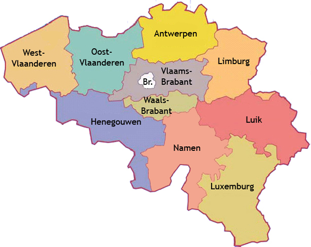 landkaart Belgie provincie Luxemburg 49° 55′ 0″ N, 5° 25′ 0″ E