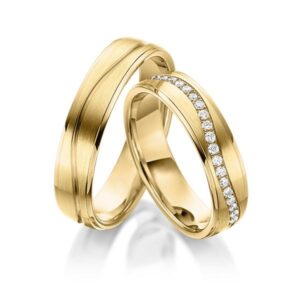 trouwringen van het edelmetaal geelgoud met diamant