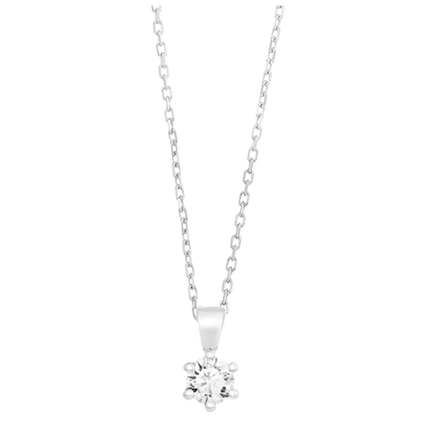 ketting-met-hanger-18k-witgoud-P1104101NWA02 WGC0035E18 of WGC0035E14 | Princes | 0,15 ct | Witgoud | 18 of 14 karaat