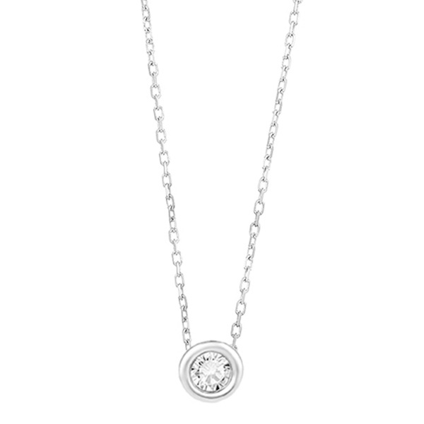 ketting-met-hanger-18k-witgoud-P1129000NWA02 WGC0045E18 of WGC0045E14 | Circle | 0,05 ct | Witgoud | 18 of 14 karaat