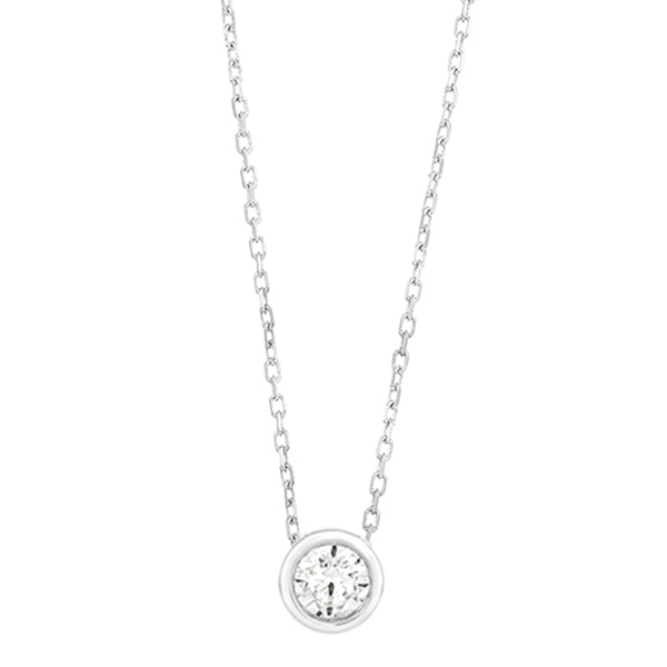 ketting-met-hanger-18k-witgoud-P1129003NWA02 WGC0047E18 of WGC0047E14 | Circle | 0,15 ct | Witgoud | 18 of 14 karaat