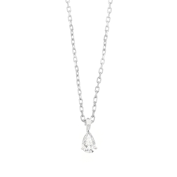 ketting-met-hanger-18k-witgoud-P1903001NWA02 WGC0026E18 | Tear | 0,20 ct | Witgoud | 18 karaat