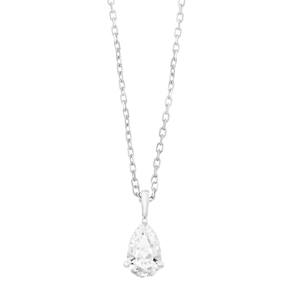 ketting-met-hanger-18k-witgoud-P1907015NWA02 WGC0029E18 | Tear | 0,40 ct | Witgoud | 18 karaat