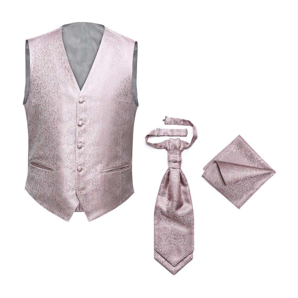 gilet-stropdas-pochette-lila-DU0031 STGSP0004 Gilet - Plastron - Pochet in lila Combi deal