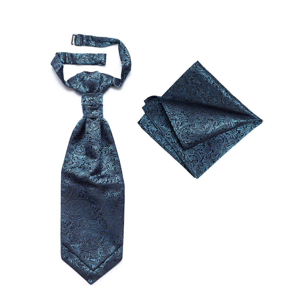 stropdas-pochette-blauw-DU0029-G STPC0005 Plastron blauw heren - mannen