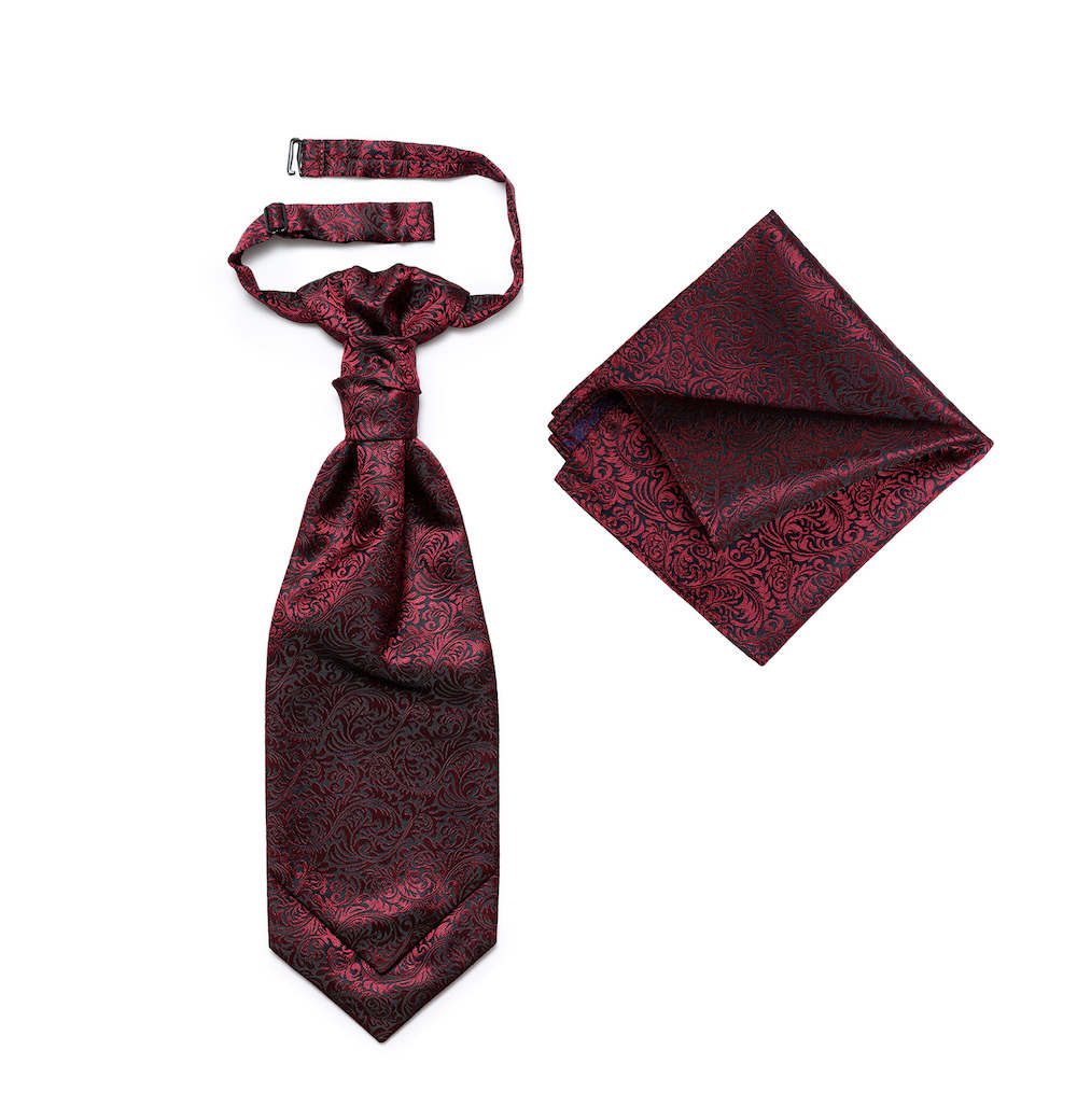 stropdas-pochette-bordeaux-DU0030-G STPC0006 Plastron bordeaux heren - mannen